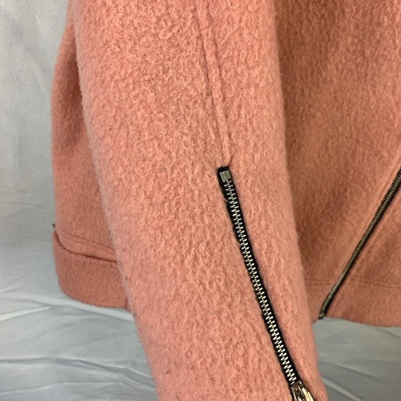 Topshop Wool Moto Jacket Pink Blend Winter Coat 10 - Picture 13 of 13